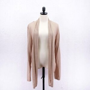 Rachel‎ Zoe -XL- 100% Linen Beige Knit Open Cardigan Sweater Long Sleeve